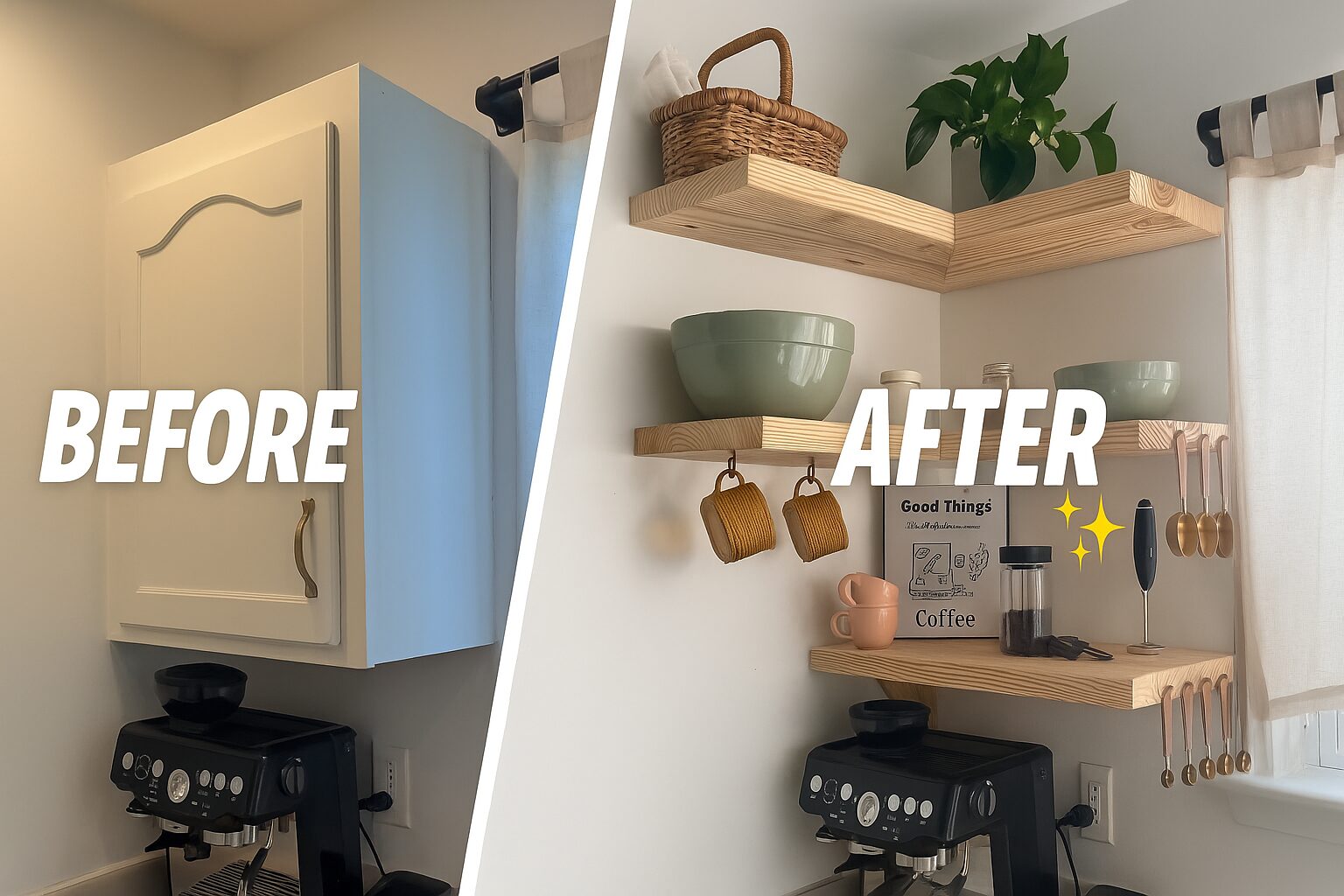Kitchen Wall Makeover – Easy DIY Upgrade with Hooks & Shelves